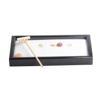 Fibreboard mit mittlerer Dichte Zen Sandbox Ornament, Quadrat, Halbhandgefertigt, für Zuhause und Büro, schwarz, 222x120x23mm, verkauft von PC