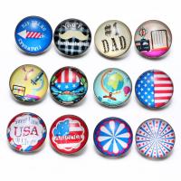 Vidrio Botón Snap, Sostenible & Joyería & patrón de la bandera de Estados Unidos & diferentes estilos para la opción, más colores para la opción, 18mm, Vendido por UD