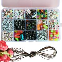 Set de perles Bracelet bricolage, plastique, Lavable & DIY & 15 cellules & avec le motif de lettre, plus de couleurs à choisir Environ îte, Vendu par boîte