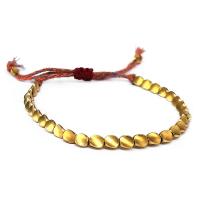 Brass Bracelets, with Cotton Cord, gold color plated, Adjustable & Unisex, metallic color plated Approx 6.3 Inch 