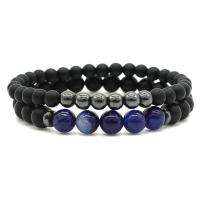 Agate Bracelets, with Abrazine Stone, polished, 2 pieces & Unisex Approx 7.48 Inch 