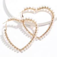 Zinc Alloy Hoop Earring, with Plastic Pearl, plated, fashion jewelry & for woman nickel, lead & cadmium free 