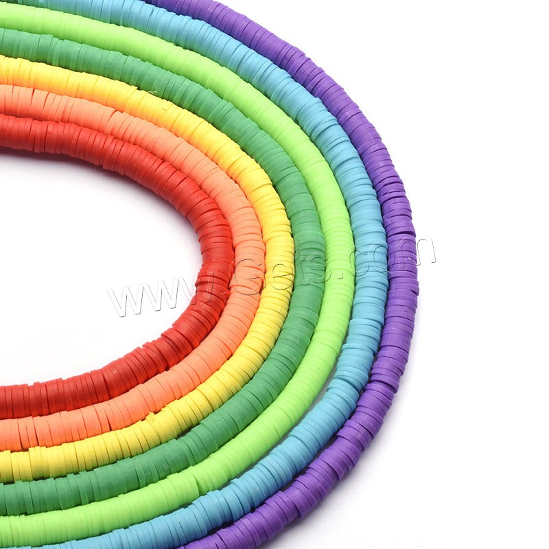 Rondelle Polymer Clay Beads, argile de polymère, DIY & normes différentes pour le choix, plus de couleurs à choisir, Longueur:15.7 pouce, 10Strandstoron/sac, Vendu par sac
