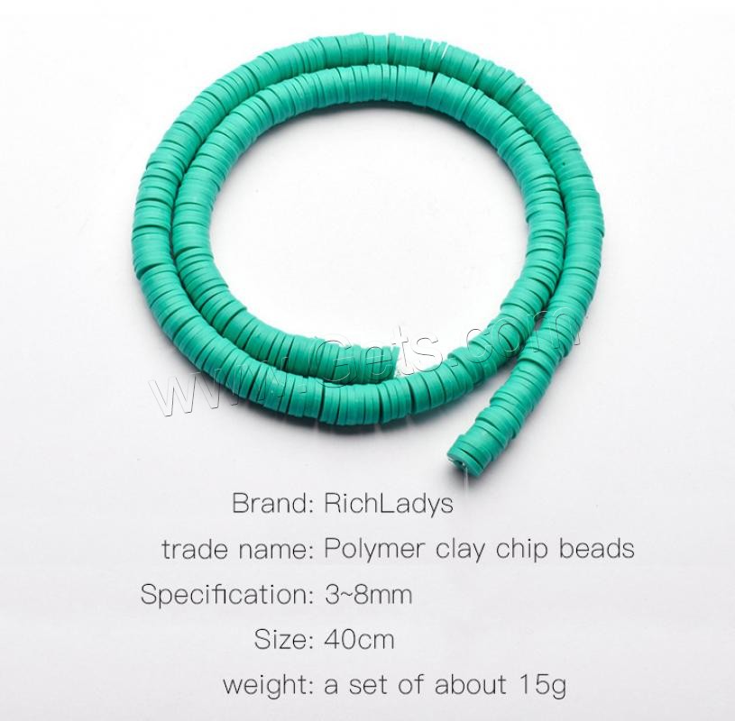 Rondelle Polymer Clay Beads, argile de polymère, DIY & normes différentes pour le choix, plus de couleurs à choisir, Longueur:15.7 pouce, 10Strandstoron/sac, Vendu par sac