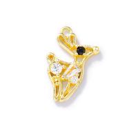 Cubic Zirconia Micro Pave Brass Pendant, Deer, gold color plated, DIY & micro pave cubic zirconia Approx 1mm 