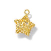 Brass Star Pendants, real gold plated, DIY & hollow Approx 1.5mm 