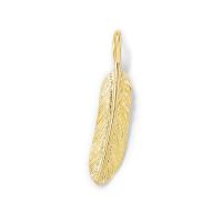 Brass Jewelry Pendants, Feather, real gold plated, DIY Approx 4mm 