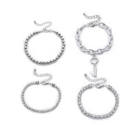 Zinc Alloy Rhinestone Bracelets, with aluminum chain, with 2.75 inch extender chain, plated, 4 pieces & for woman & with rhinestone 43mm Approx 6.29 Inch 