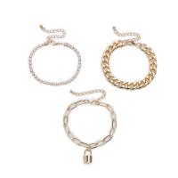 Zinc Alloy Rhinestone Bracelets, bracelet, with 1.9 inch extender chain, plated, three pieces & for woman 19mm Approx 6.2 Inch 
