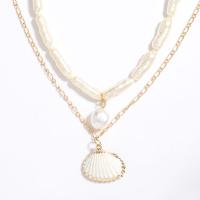 Mode-Multi-Layer-Halskette, Zinklegierung, mit Kunststoff Perlen, plattiert, Modeschmuck & für Frau, frei von Nickel, Blei & Kadmium, verkauft von Strang