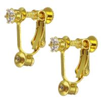Brass Clip On Earring Finding, plated, fashion jewelry & for woman & with cubic zirconia nickel, lead & cadmium free 