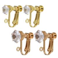 Brass Clip On Earring Finding, plated, fashion jewelry & for woman & with cubic zirconia nickel, lead & cadmium free Approx 1.5mm 