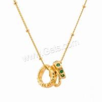 Cubic Zircon Micro Pave Brass Necklace, gold color plated, micro pave cubic zirconia & for woman, metallic color plated Approx 16.53 Inch 