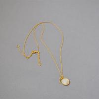 Brass Jewelry Necklace, with Shell, with 1.96 inch extender chain, gold color plated, for woman, metallic color plated, 15mm Approx 19.68 Inch 