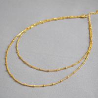 Ожерелье ручной латунные, Латунь, с 1.96 inch наполнитель цепи, плакирован золотом, Двойной слой & Мужская, плакирование металлическим цветом, 38cm,45cm, длина:Приблизительно 17.71 , продается Strand