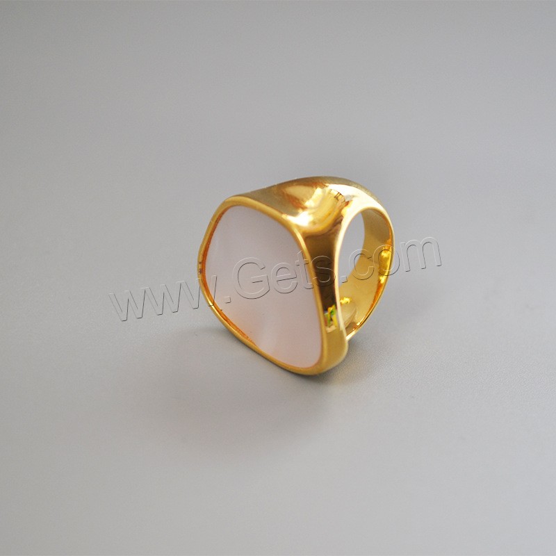 Anillo de dedo de cobre con conhca, metal, con Concha de labios blancos, chapado en color dorado, diverso tamaño para la opción & para mujer, chapado en color metálico, Vendido por UD
