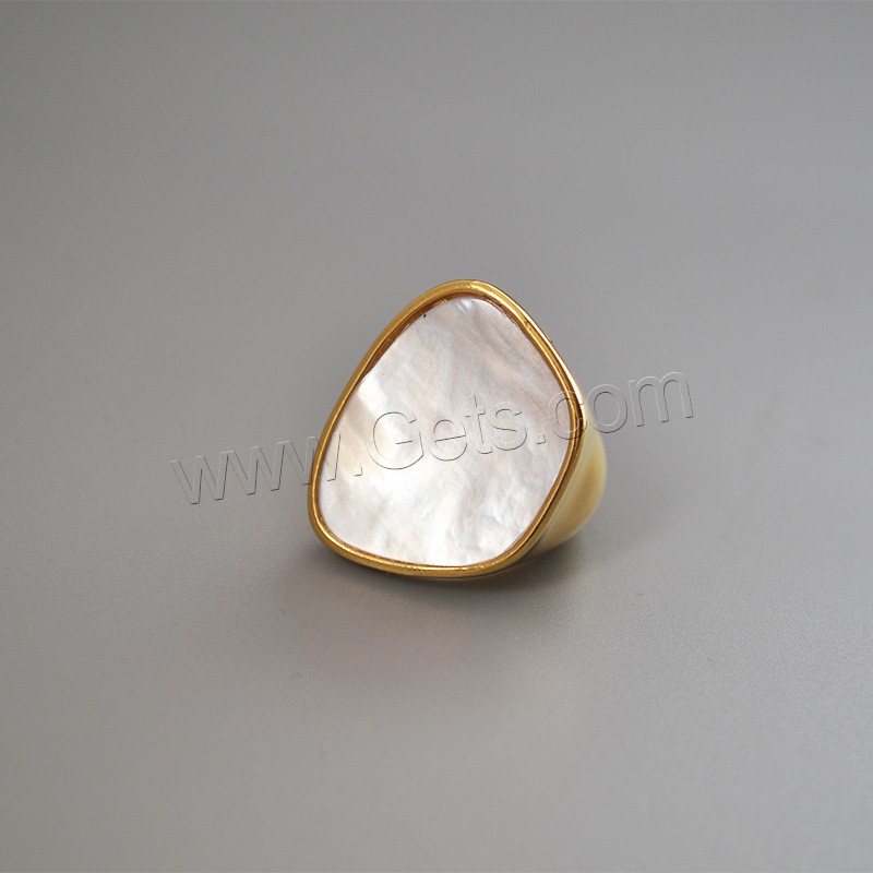 Brass Shell Finger Ring, with White Lip Shell, gold color plated, different size for choice & for woman, metallic color plated, Sold By PC
