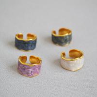 Brass Finger Ring, gold color plated, Adjustable & Hand-Painted Enamel Glaze & for woman 10mm 
