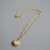 Ожерелье ручной латунные, Латунь, с Пресноводные жемчуги, плакирован золотом, Женский, плакирование металлическим цветом, 15mm, длина:Приблизительно 16.53 дюймовый, продается Strand
