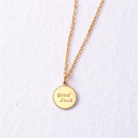 Titanium Steel Jewelry Necklace, with 1.96 inch extender chain, gold color plated, with letter pattern & for woman, metallic color plated Approx 16.14 Inch 