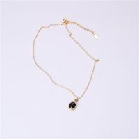 Titanium Steel Jewelry Necklace, with Agate, with 1.96 inch extender chain, gold color plated, for woman Approx 15.74 Inch 