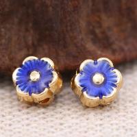 Brass Spacer Beads, with enamel, Flower, plated, DIY 6*3mm 