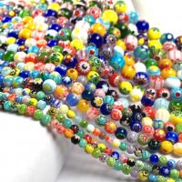 Millefiori Slice Lampwork Beads, Round, DIY mixed colors 