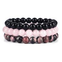 Gemstone Bracelets, Cotton Thread, bracelet, with Agate & Rose Quartz, Round, handmade, three pieces & radiation protection & for woman, mixed colors, 8mm 