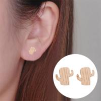Wood Stud Earring, Opuntia Stricta, for woman 50mm 