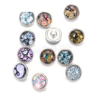 Brass Snap Button, with Glass, durable & fashion jewelry 12mm 