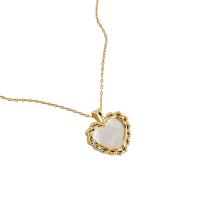 Sterling Silver Jewelry Necklace, 925 Sterling Silver, with Shell, with 1.96lnch extender chain, Heart, plated, oval chain & for woman Approx 15.5 Inch 