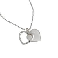 Sterling Silver Jewelry Necklace, 925 Sterling Silver, with 1.96lnch extender chain, Heart, plated, ball chain & for woman 12mm Approx 15.5 Inch 