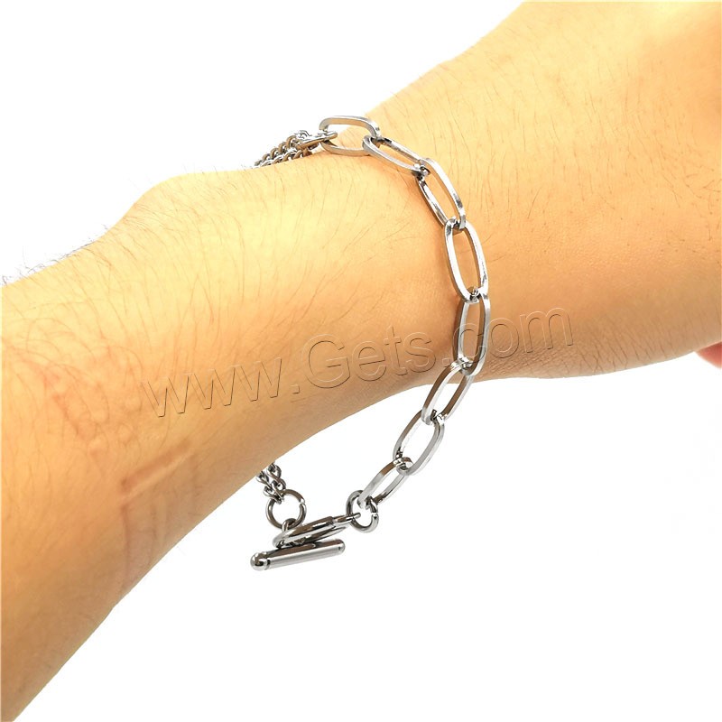 Titanium Steel Bracelet & Bangle, polished, Unisex & different size for choice, metallic color plated, 3mm,6mm, Sold By Strand
