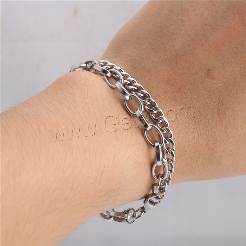 Titanium Steel Bracelet & Bangle, polished, Unisex & different size for choice & multi-strand, metallic color plated, 5mm,7mm, Sold By Strand