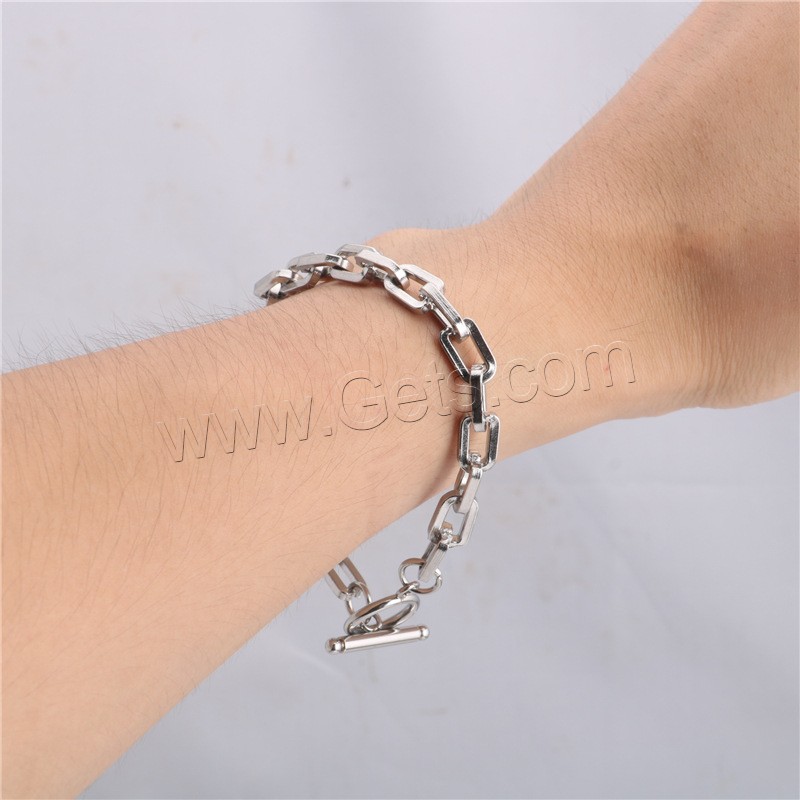 Titanium Steel Bracelet & Bangle, polished, Unisex & different size for choice, metallic color plated, Sold By Strand