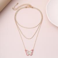 Fashion Multi Layer Necklace, Zinc Alloy, fashion jewelry & for woman & with rhinestone, gold, 30-41CM 
