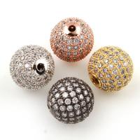 Cubic Zirconia Micro Pave Brass Beads, Round, plated, DIY & micro pave cubic zirconia 8mm 