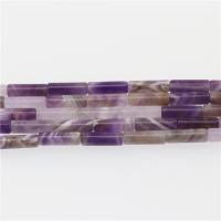 Natürliche Amethyst Perlen, Zylinder, poliert, DIY, violett, 4x13mm, Länge:ca. 15.4 ZollInch, ca. 29PCs/Strang, verkauft von Strang
