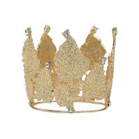 Bridal Tiaras, Zinc Alloy, Crown, gold color plated, with rhinestone & hollow, metallic color plated 
