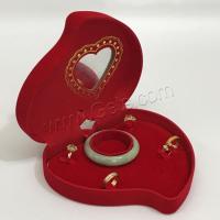 Velvet Jewelry Set Box, Velveteen, Heart red 
