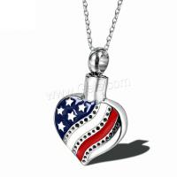 Cremation Jewelry Ashes Urn Necklace, Stainless Steel, fashion jewelry & united states flag pattern & Unisex .68 Inch 