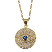 Cubic Zircon Micro Pave Brass Necklace, with stainless steel chain, with 2 inch extender chain, gold color plated, micro pave cubic zirconia & for woman, metallic color plated 1.5mm Approx 17 Inch 