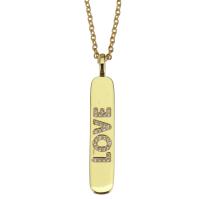 Cubic Zircon Micro Pave Brass Necklace, with stainless steel chain, with 1.5 inch extender chain, gold color plated, with letter pattern & micro pave cubic zirconia & for woman, metallic color plated 2mm Approx 17 Inch 