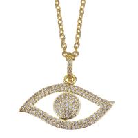 Cubic Zircon Micro Pave Brass Necklace, with stainless steel chain, with 1.5 inch extender chain, gold color plated, micro pave cubic zirconia & for woman & hollow, metallic color plated 2mm Approx 17 Inch 