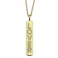 Cubic Zircon Micro Pave Brass Necklace, with stainless steel chain, with 1.5 inch extender chain, gold color plated, Unisex & with letter pattern & micro pave cubic zirconia, metallic color plated 2mm Approx 17 