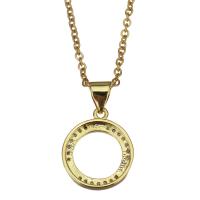 Cubic Zircon Micro Pave Brass Necklace, with stainless steel chain, with 2 inch extender chain, Round, plated, micro pave cubic zirconia & for woman & hollow 1.5mm Approx 17 Inch 