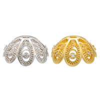 Brass Bead Cap, Flower, plated, DIY & micro pave cubic zirconia & hollow Approx 1.5mm 