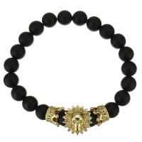 Unisex Bracelet, agate noire, avec laiton, Placage, bijoux de mode & unisexe, 15mm 8mm pouce, Vendu par brin