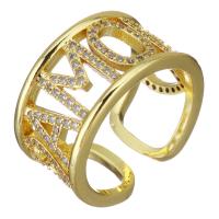 Brass Cuff Finger Ring, plated, fashion jewelry & with cubic zirconia, nickel, lead & cadmium free, 11mm 