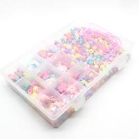 Kinder-DIY Saiten-Perlen-Set, Harz, Tragbar & Mini & Niedlich, gemischte Farben, 6x20mm, verkauft von Box